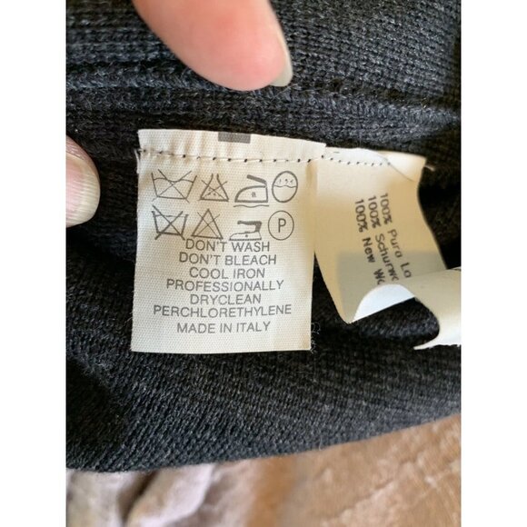 Studio 0001 by Ferre Dark Gray 100% Wool Turtleneck Velvet Trim Sweater 10 - Picture 8 of 12